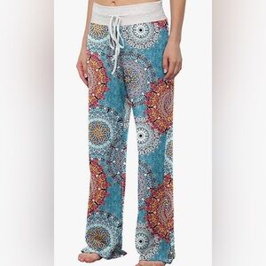 Brand New Colorful Pattern Wide Leg Stretchy Lounge Pallazo Pants